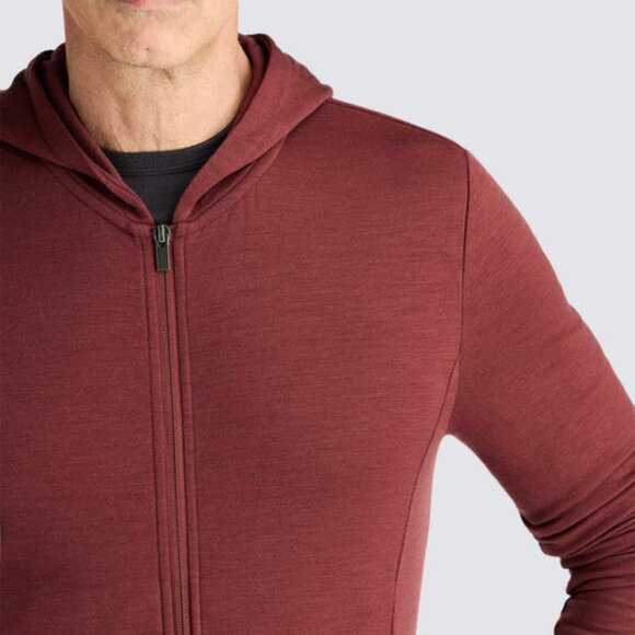 Unbound Merino Men's Compact Travel Hoodie - Oxblood Small - Picture 5 of 9